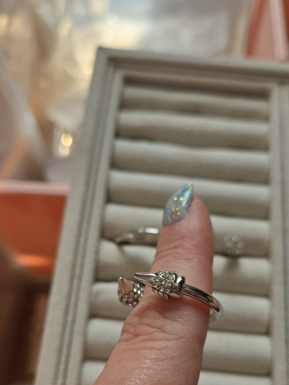 Kinsley Armelle Silver Open-Ended Crystal Cluster Ring